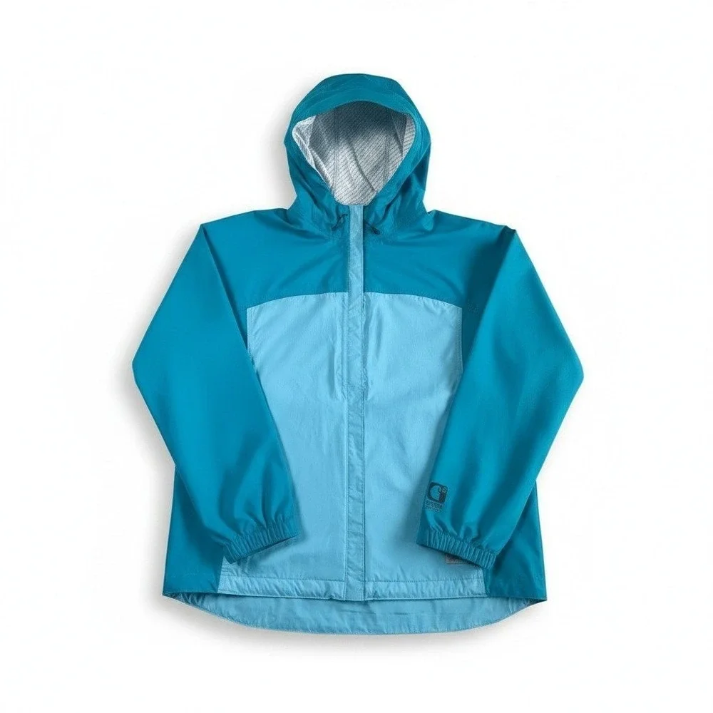 Carhartt Storm Defender Hooded Jacket Blue Two-Tone Ripstop Rain Shell Women M